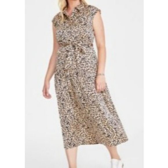 On 34th Tonal Jacquard Cap Sleeve Midi Dress XL Sunset Nude Animal Print NWT - Picture 1 of 14